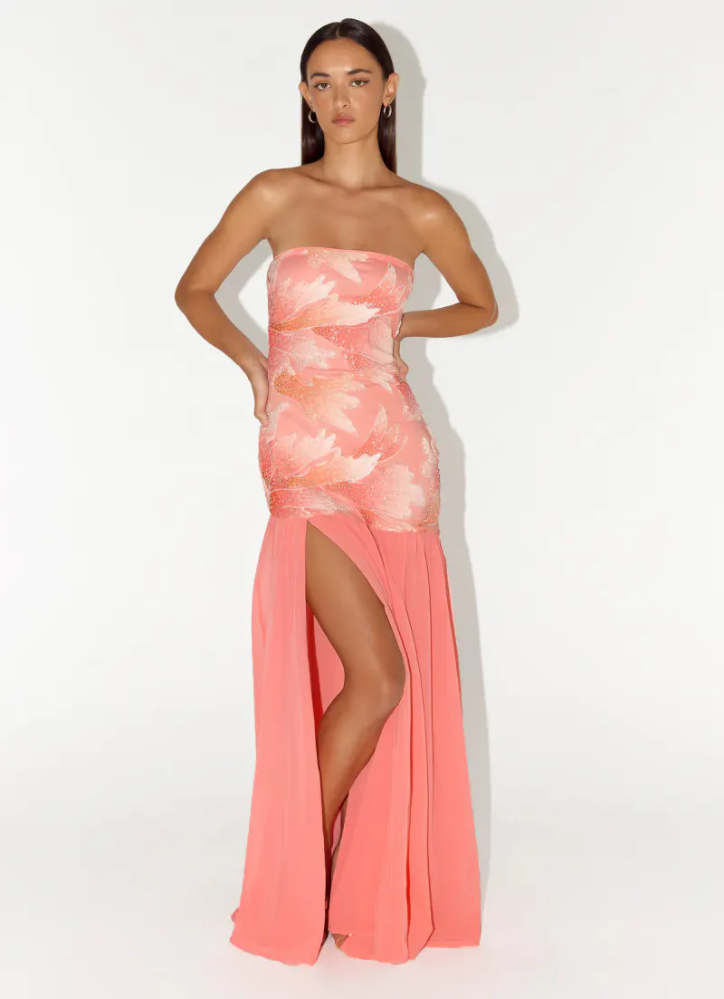 Allana Beaded Maxi Dress - Papaya