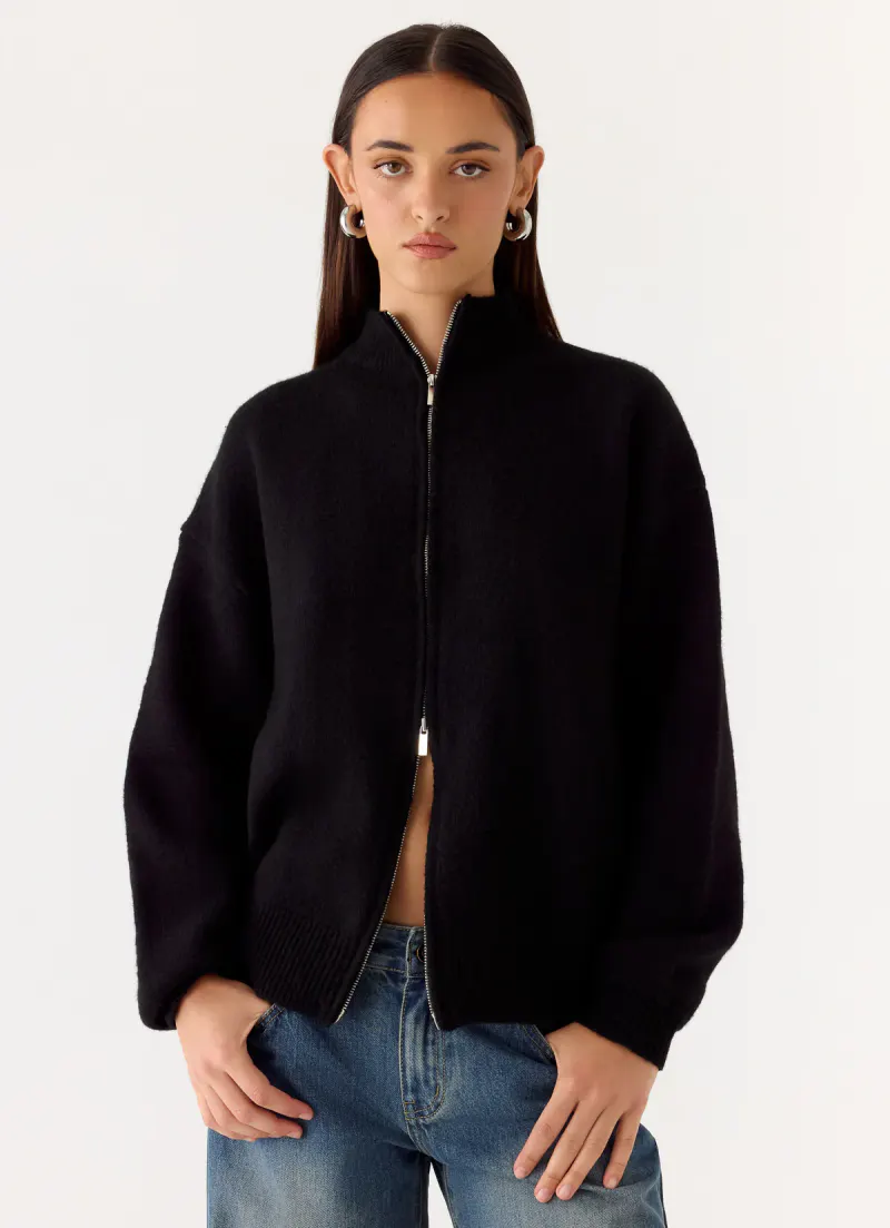 Davy Knit Zip Jacket - Black