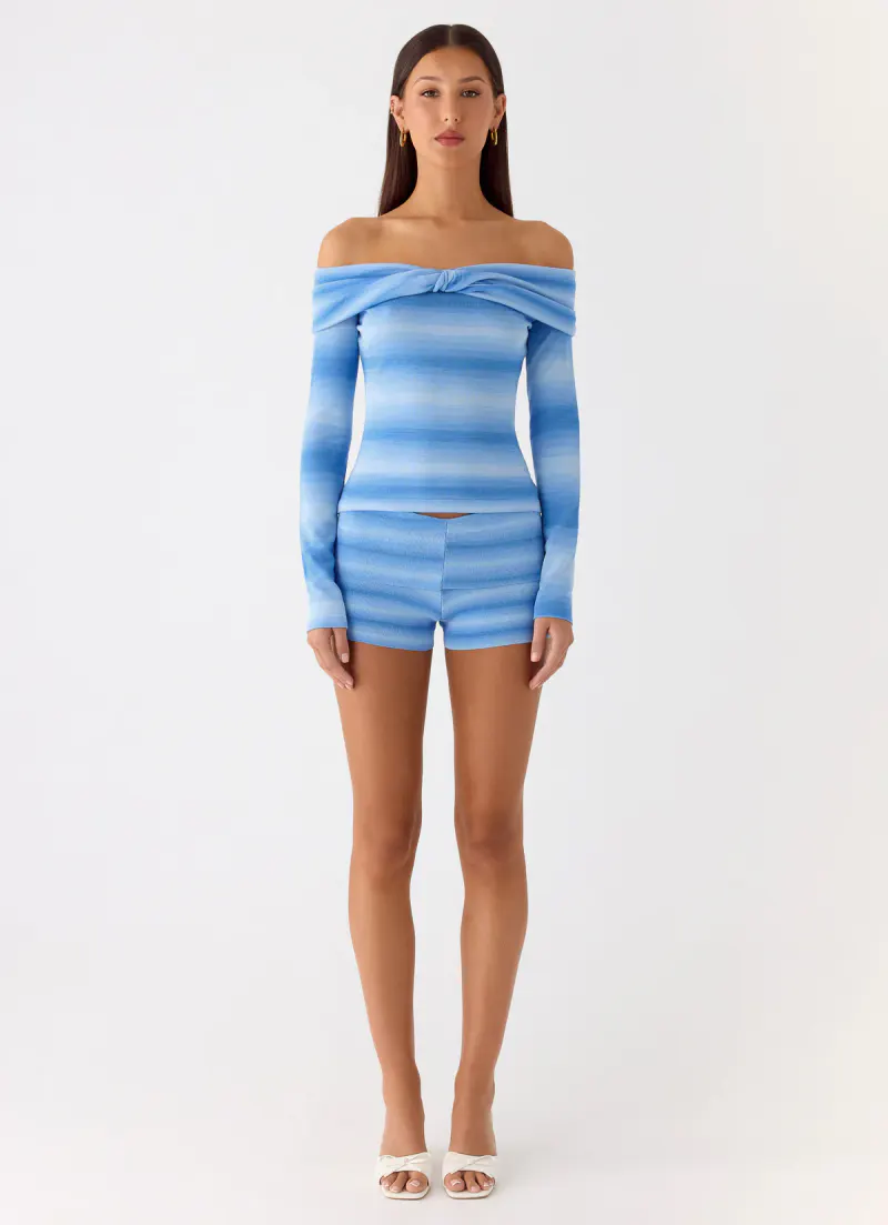 Lay Back Knit Shorts - Cerulean