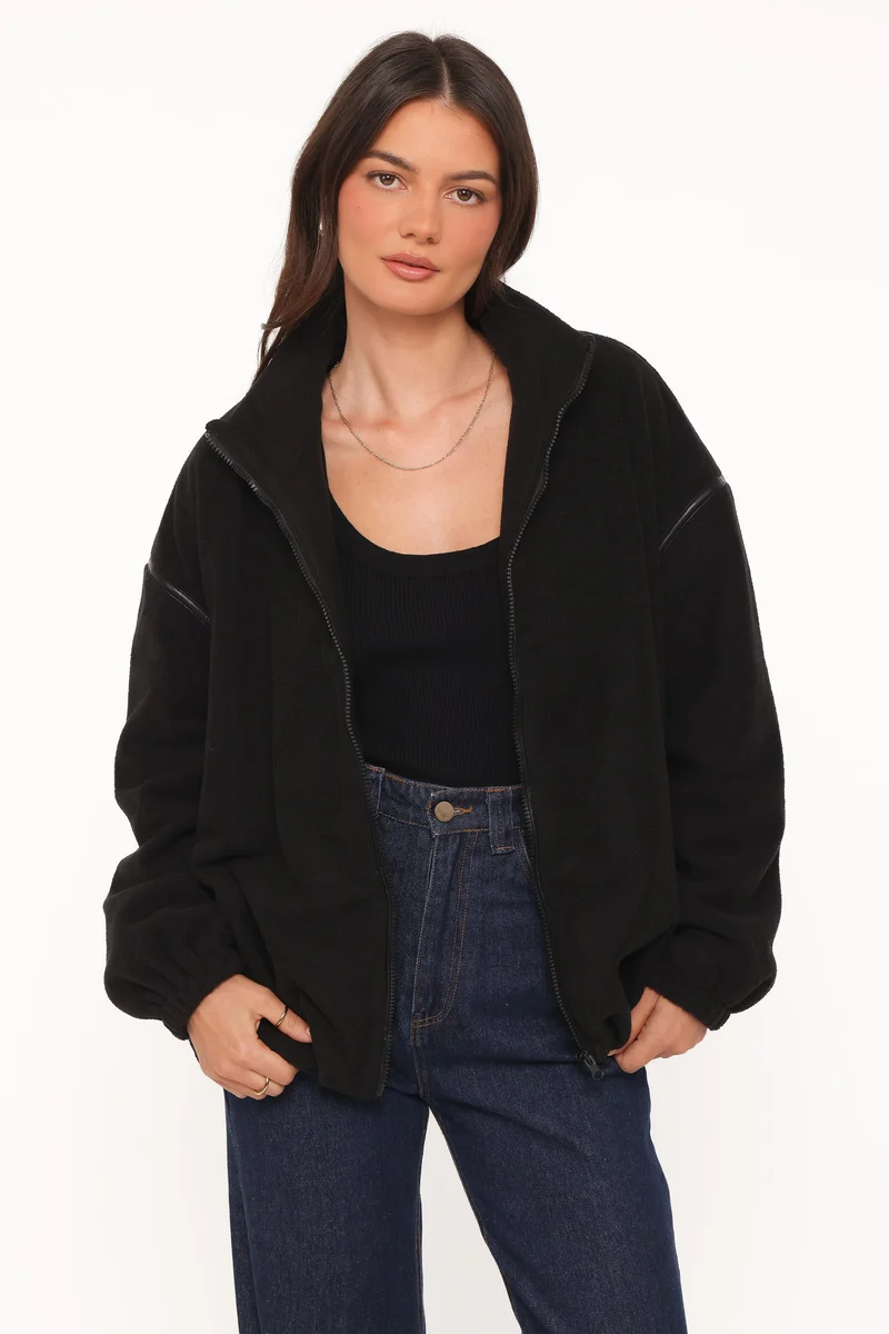 Jaydana Fleece Bomber Jacket - Black