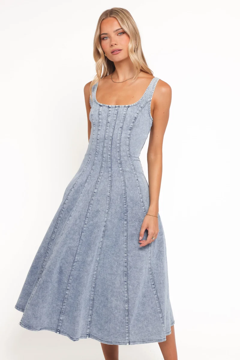 Una Midi Dress - Light Denim