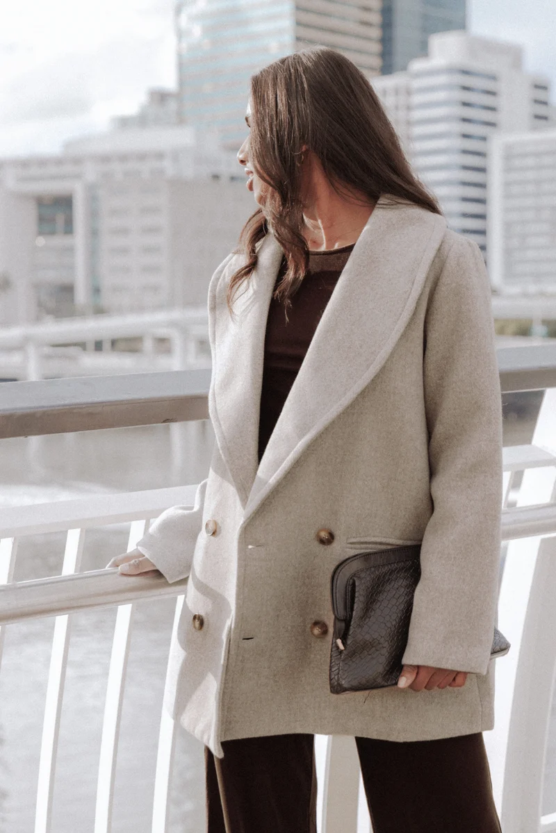 Cartia Shawl Collar Car Coat - Taupe