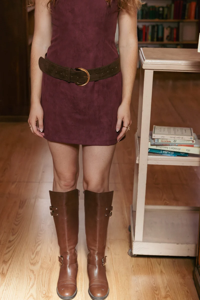 Paulina Suede Belt - Chocolate