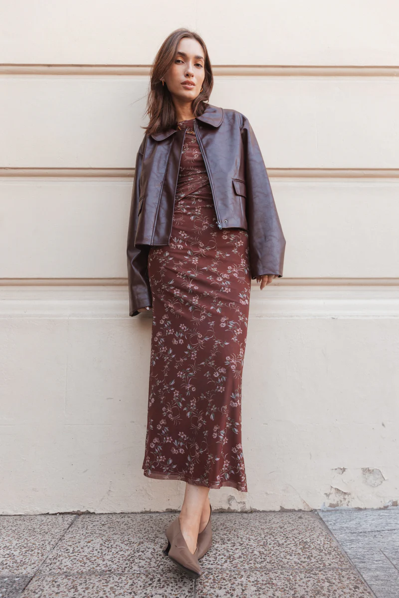 Nash Long Sleeve Dress - Rust Floral