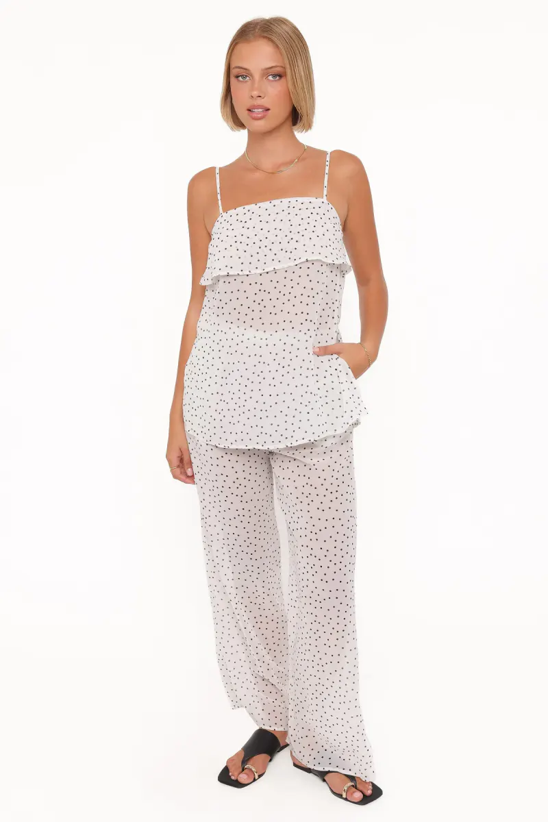 Hazel Pant Set - Cream Polka Dot