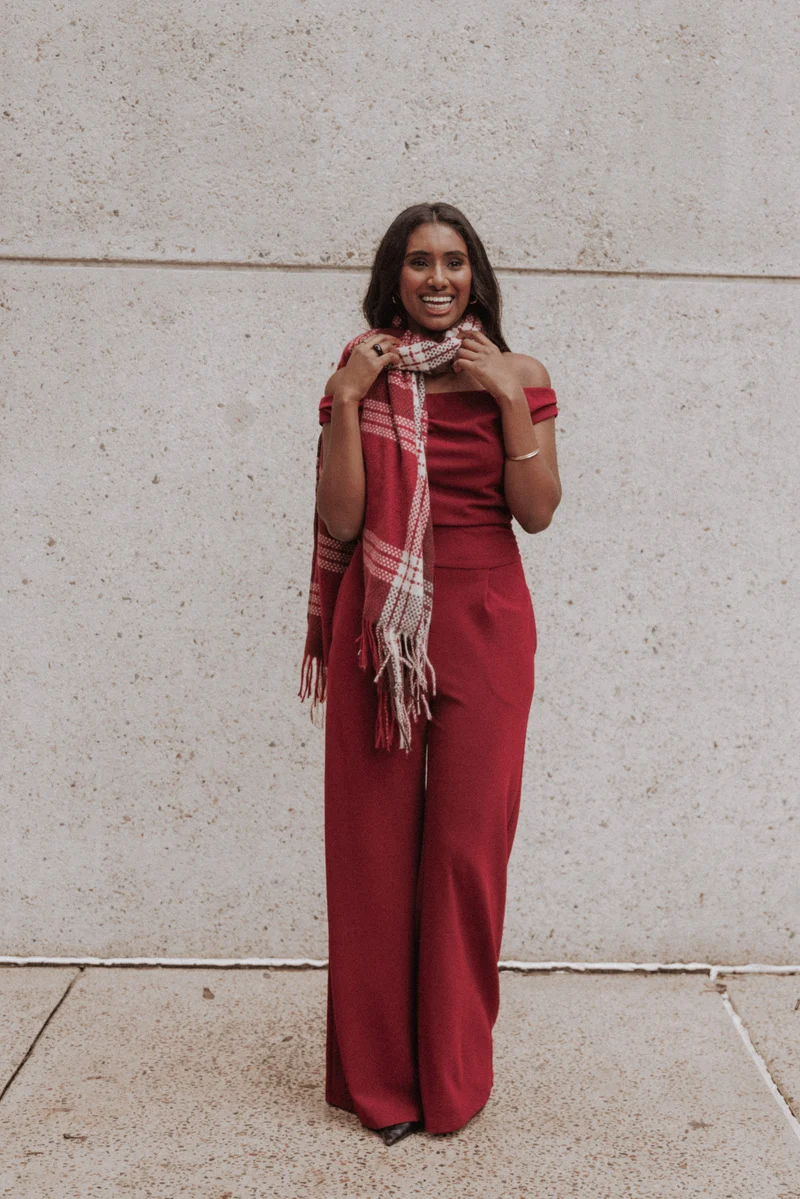 Abigail Scarf - Burgundy Check