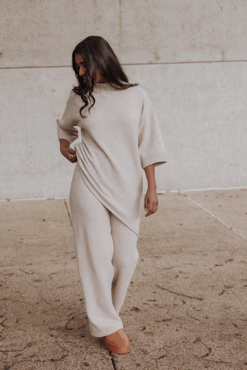 Becky Poncho Pant Set - Beige