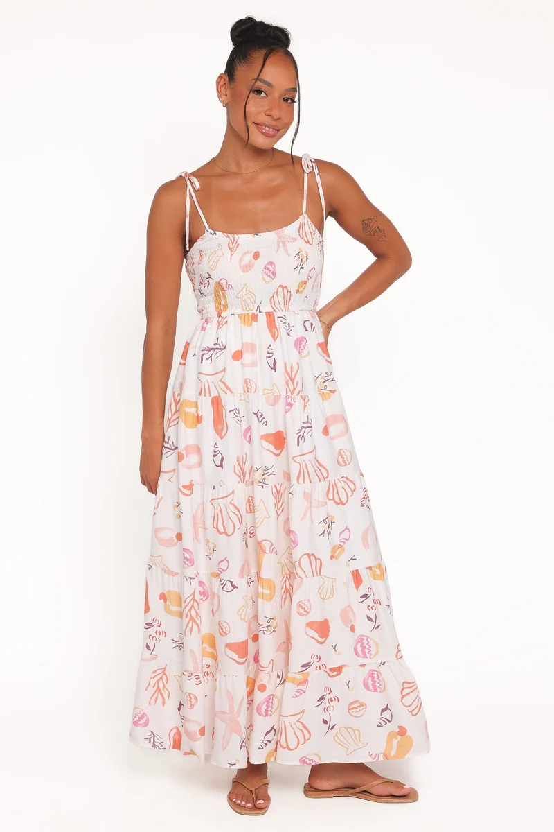Bairbre Maxi Dress - Pink Beach Print