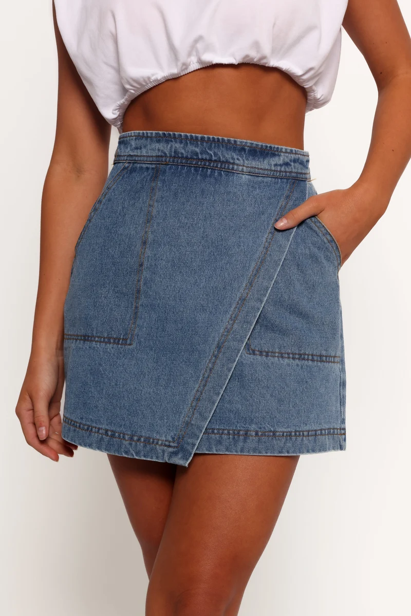 Drew Denim Skirt - Blue Wash