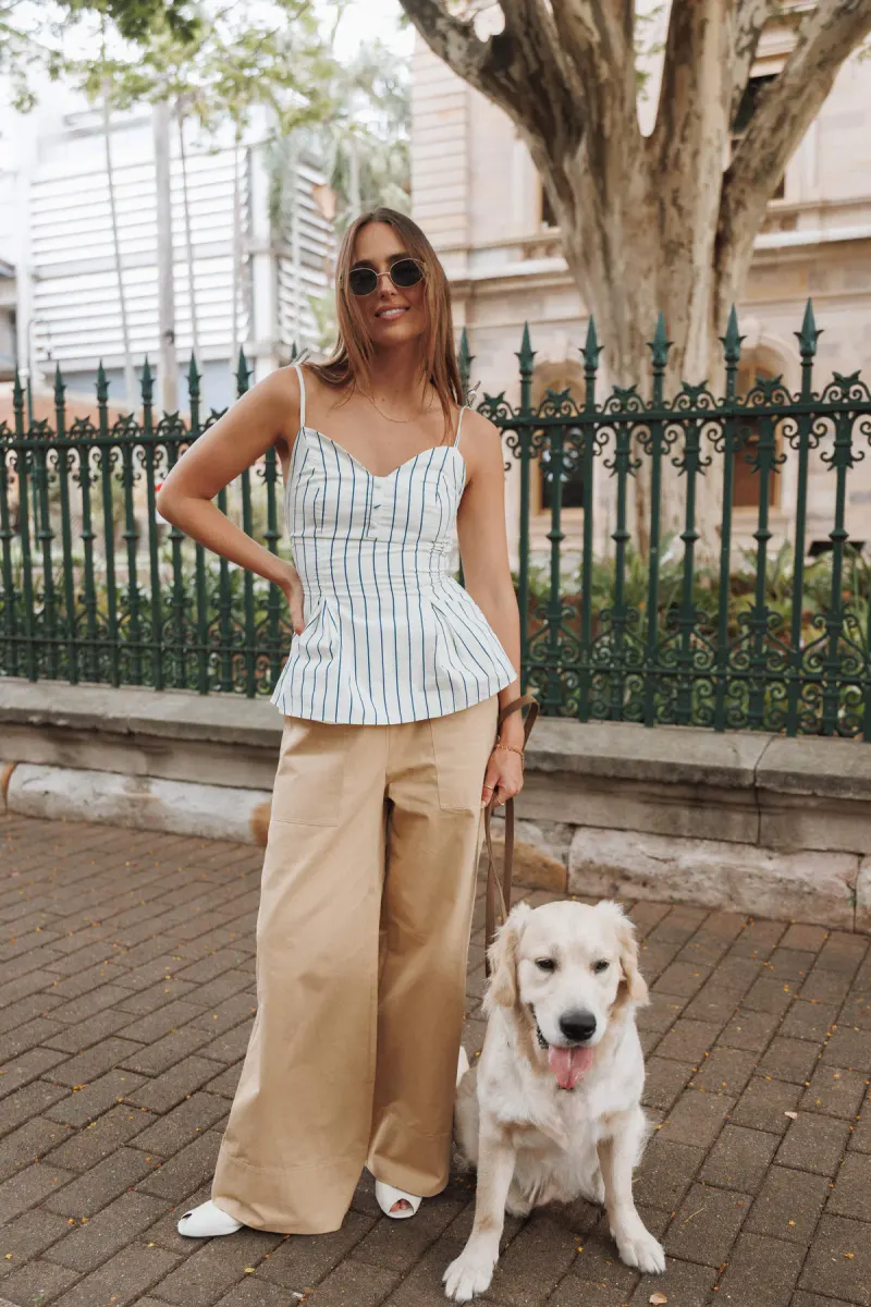 Mia Wide Leg Cropped Pant - Taupe