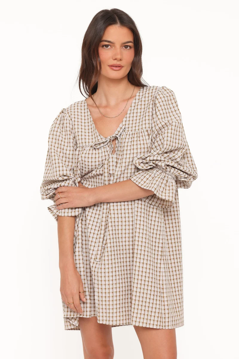 Lynden Mini Dress - Green Gingham