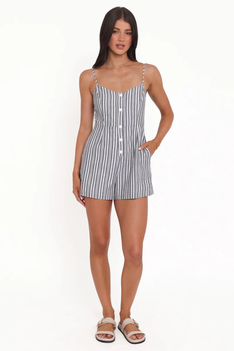 Reesa Playsuit - Smoke Stripe