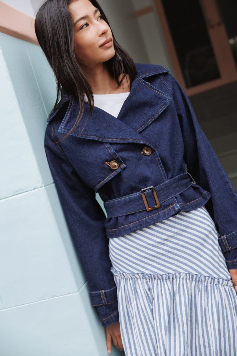 Westwood Waist Tie Denim Jacket - Indigo Wash