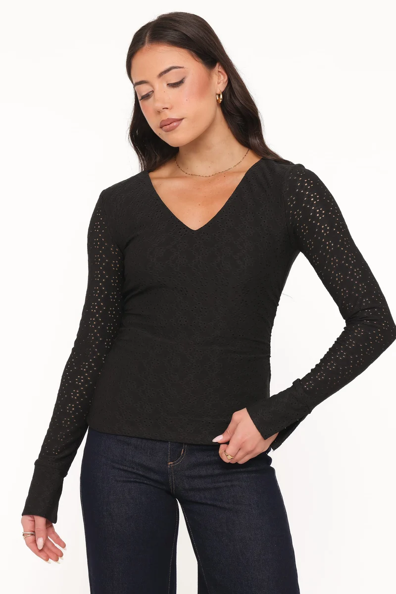 Brooklyn Eyelet Top - Black