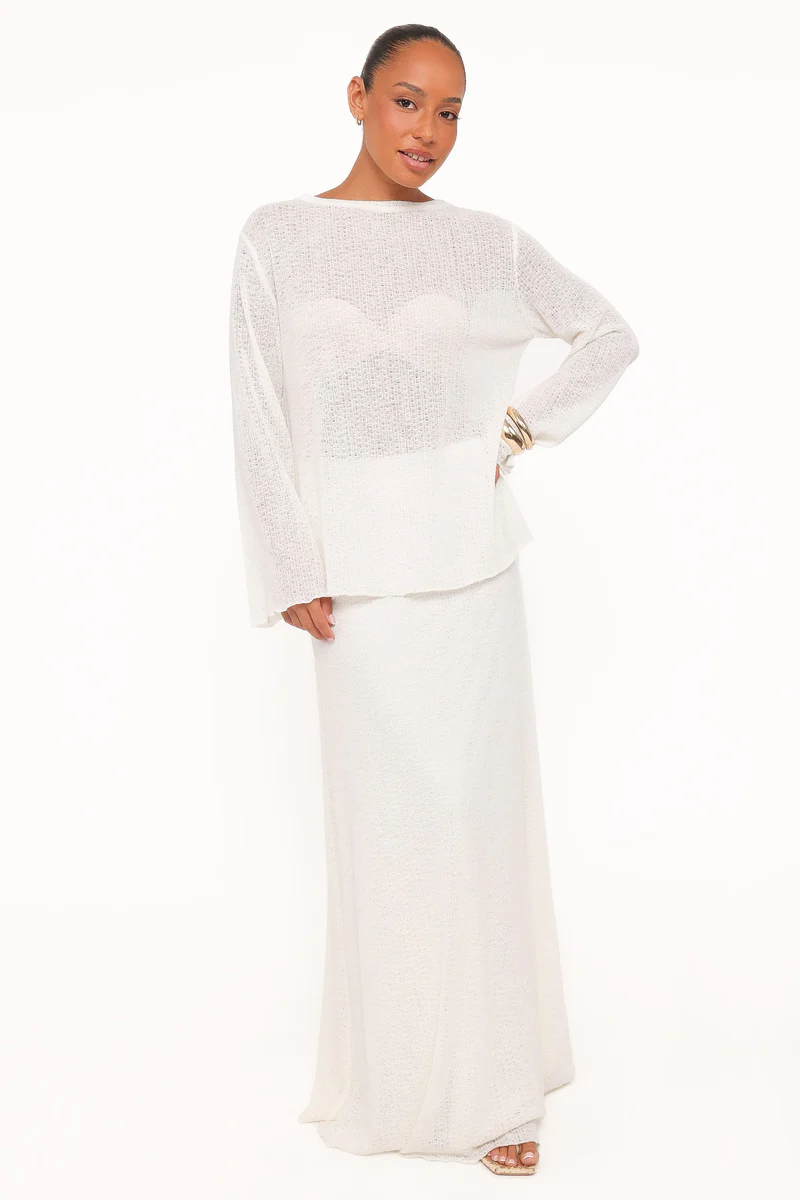 Lune Knit Skirt Set - Cream