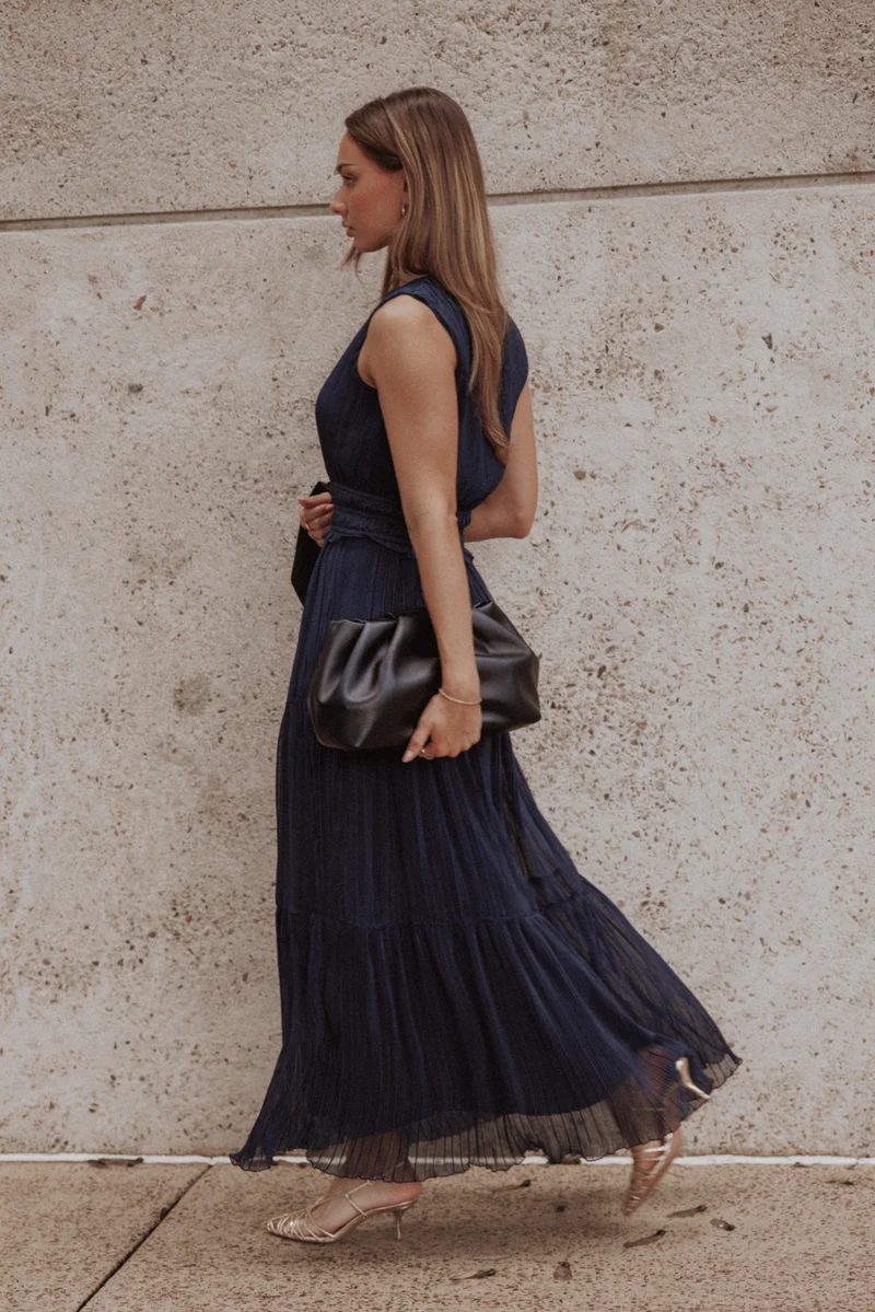 Maven Plisse Maxi Dress - Navy