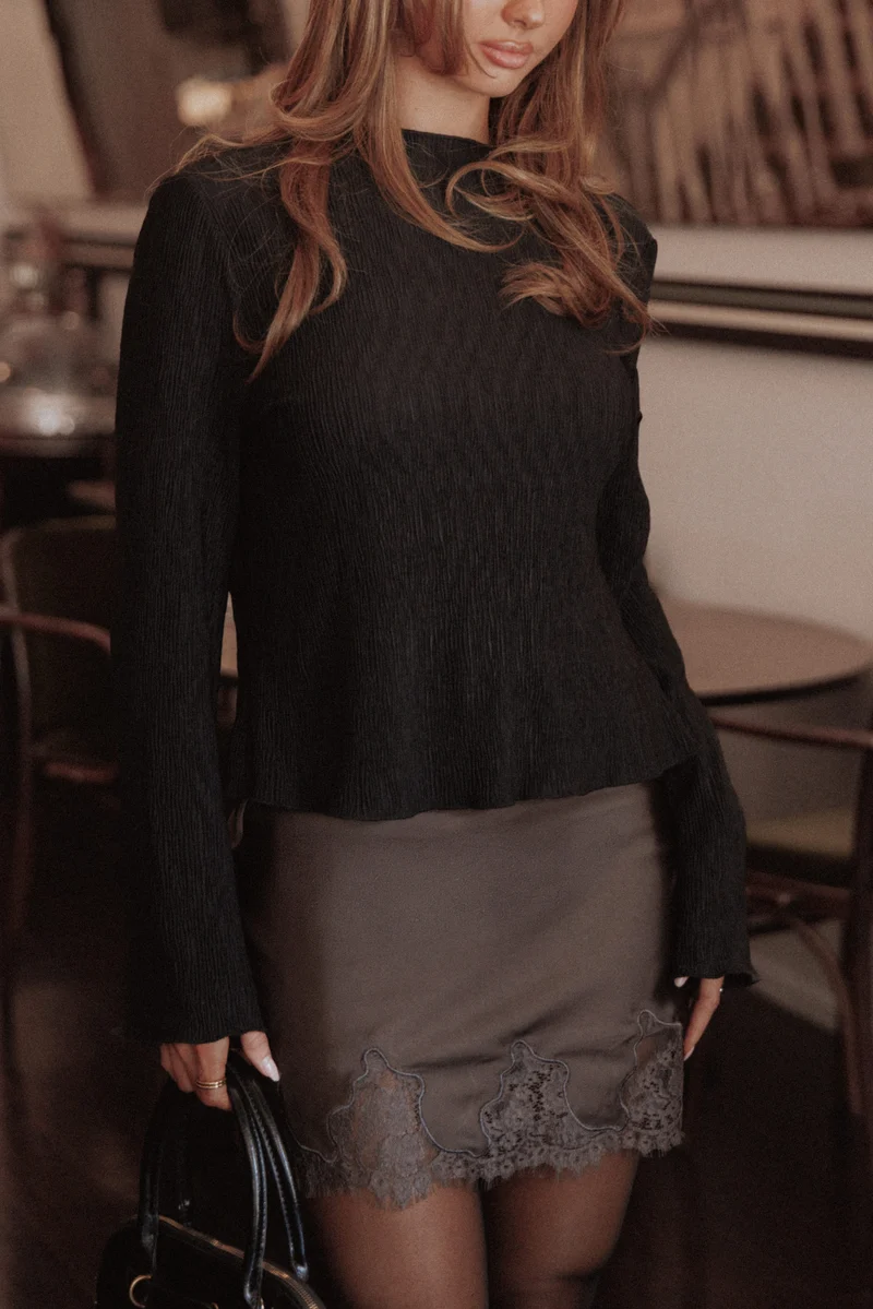 Penny Plisse Top - Black