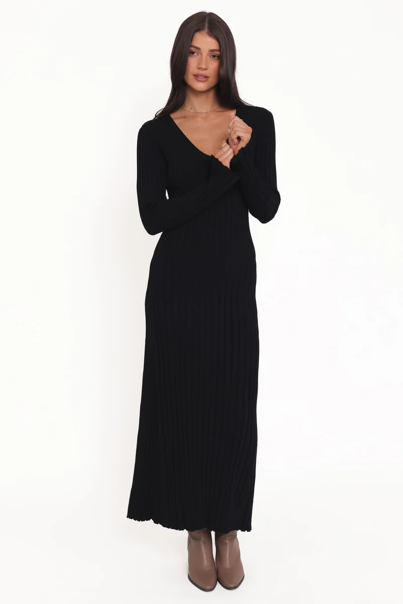 Lina Long Sleeve Maxi Dress - Black