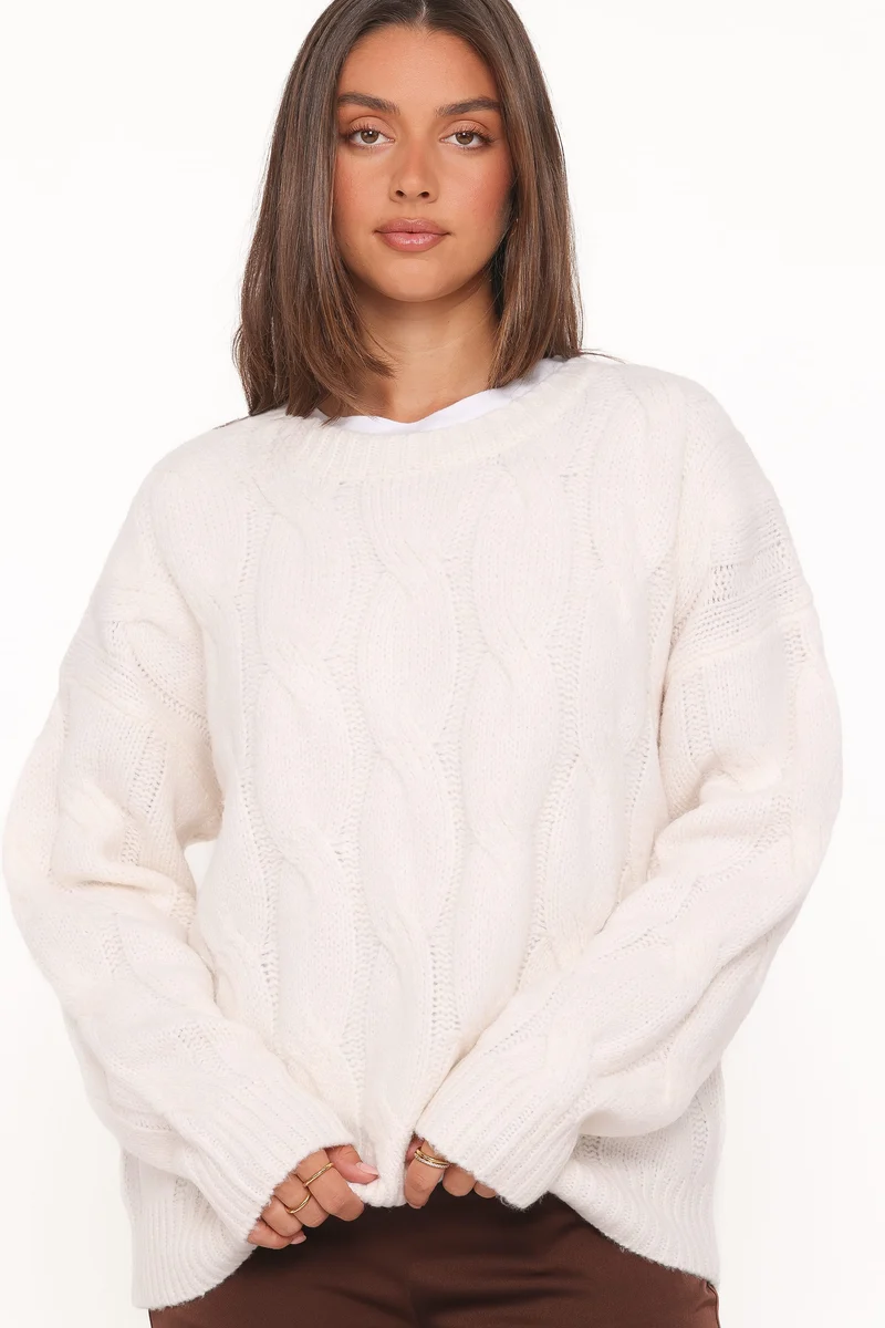 Fleming Cable Knit Sweater - Cream