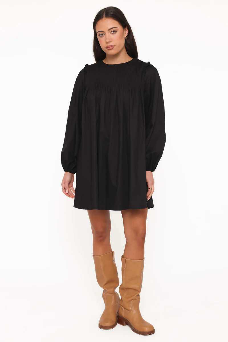 Wyatt Long Sleeve Mini Dress - Black