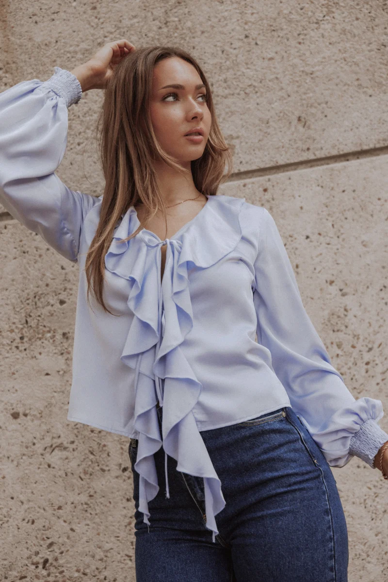 Montreux Frilled Top - Blue