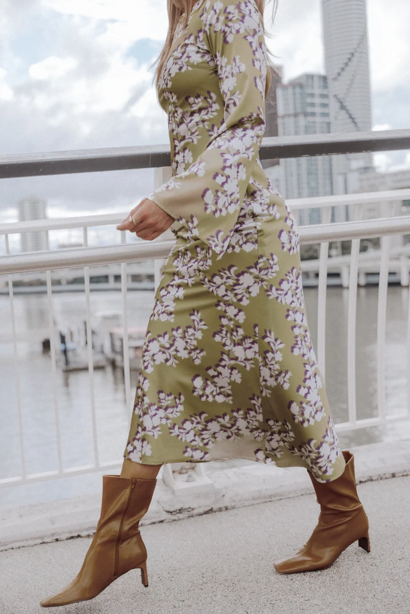 Maia Long Sleeve Maxi Dress - Green Rum Floral