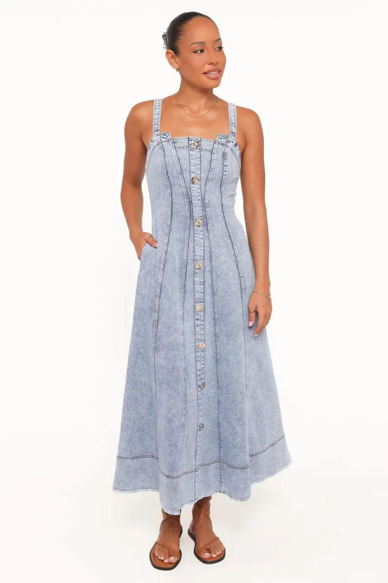Katie Maxi Dress - Med Denim