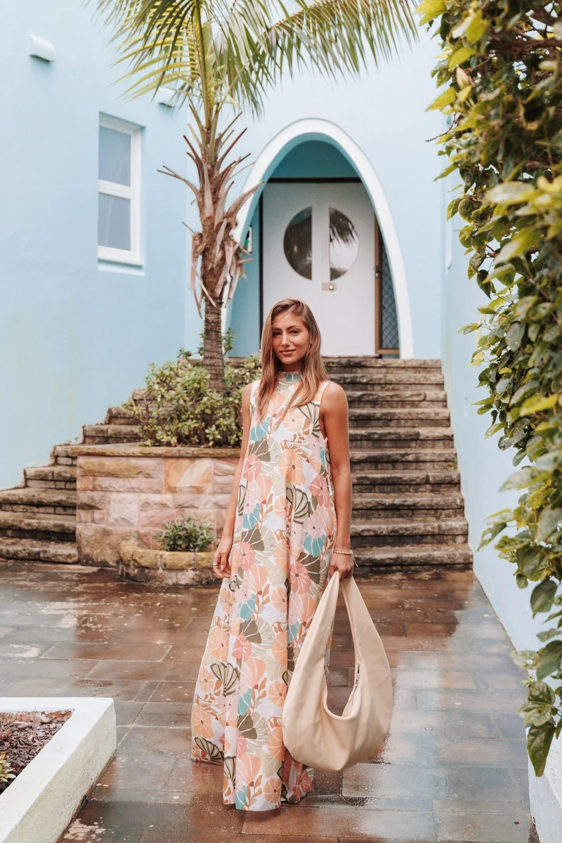 Mindie Maxi Dress - Retro Orange Floral