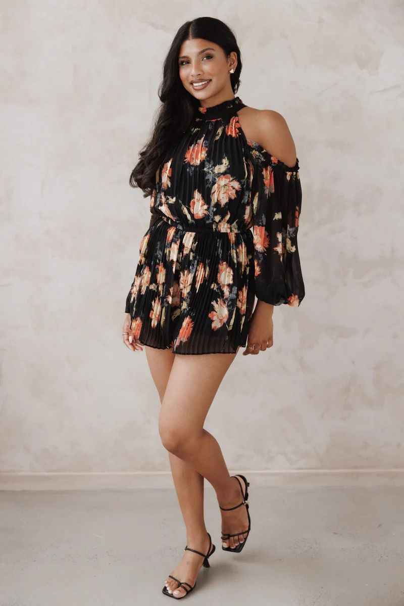 Hillary Playsuit - Black Floral