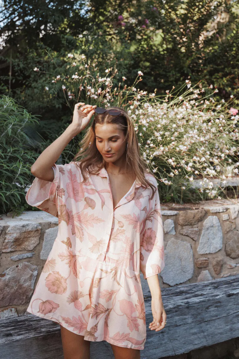 Ellisa Playsuit - Pink Floral