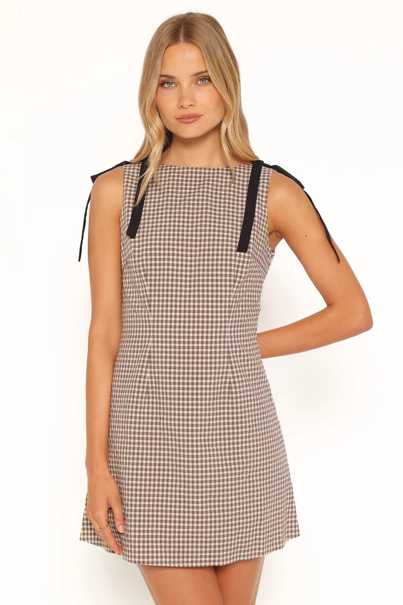 Lyric Mini Dress - Brown Check