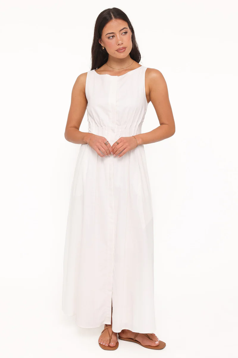 Prunella Midi Dress - White
