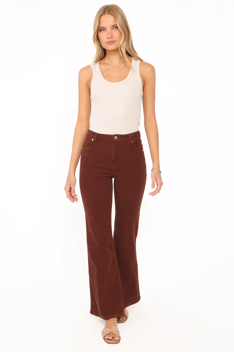 Rollas Eastcoast Flare Jeans - Cord Cognac