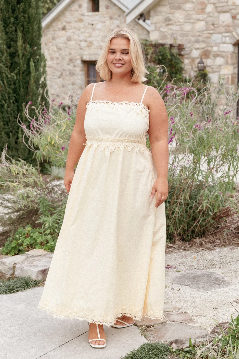 Kiana Midi Dress - Pale Yellow