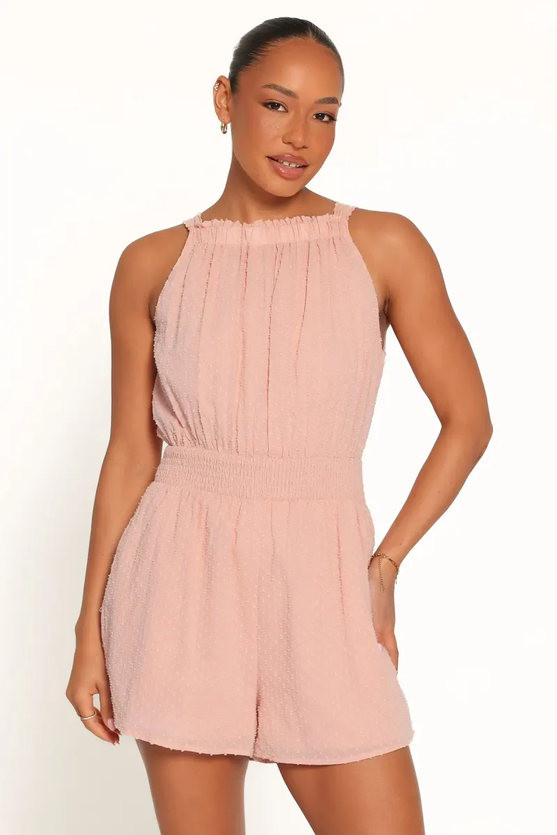 Felicity Playsuit - Pink Clip Dot