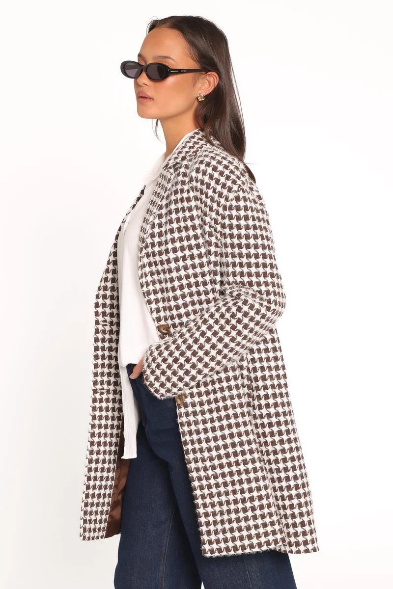 Rylie Car Coat - Brown Plaid