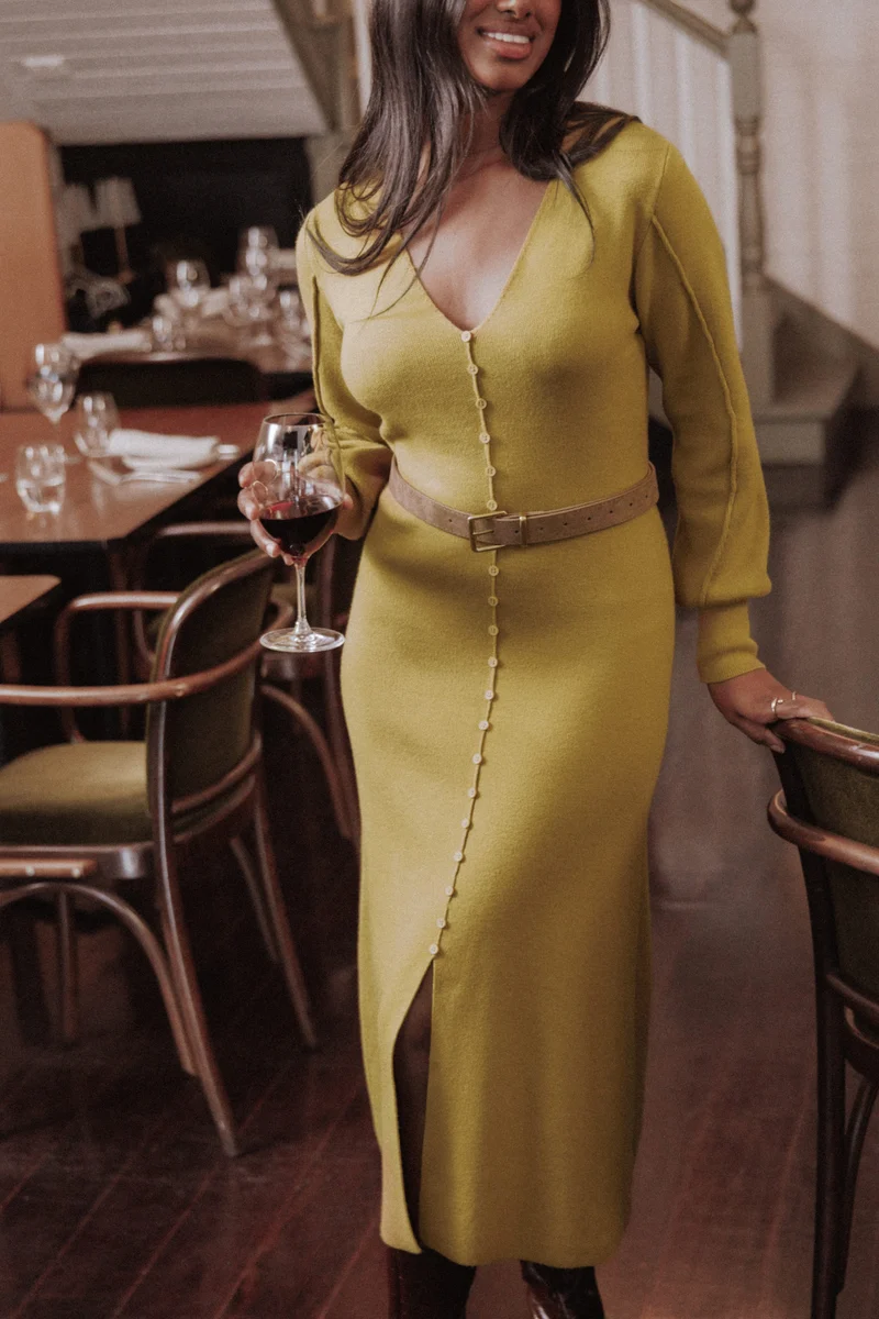 Ellen Knit Maxi Dress - Burnished Gold