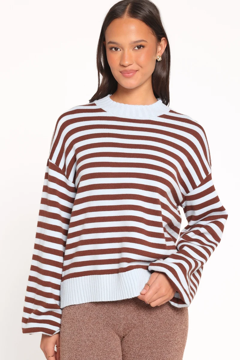 Dominica Knit Sweater - Blue Chocolate Stripe