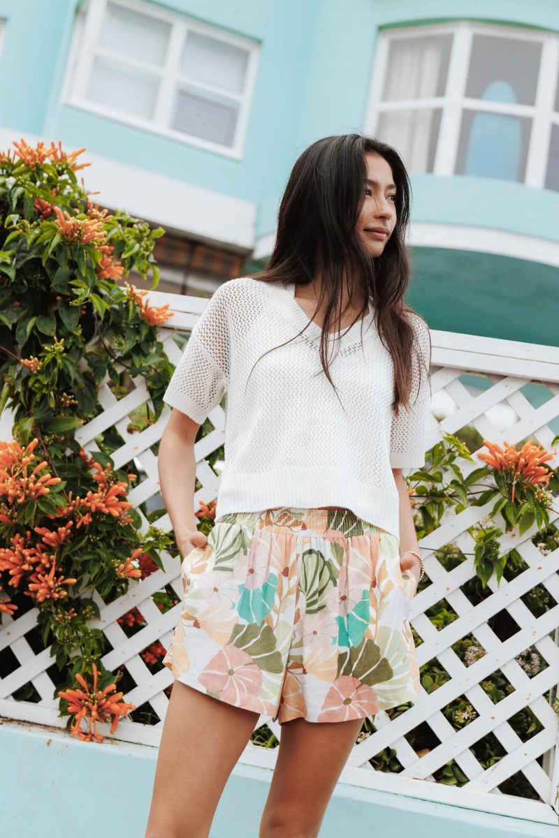 Clarke Shorts - Retro Orange Floral