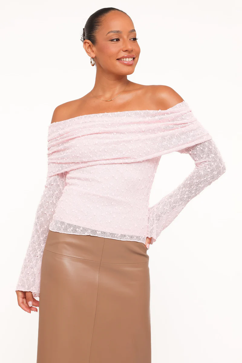 Wilma Off Shoulder Top - Light Pink