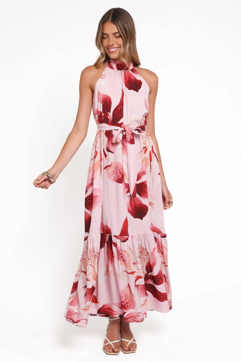 Monae Halterneck Maxi Dress - Blush Lily