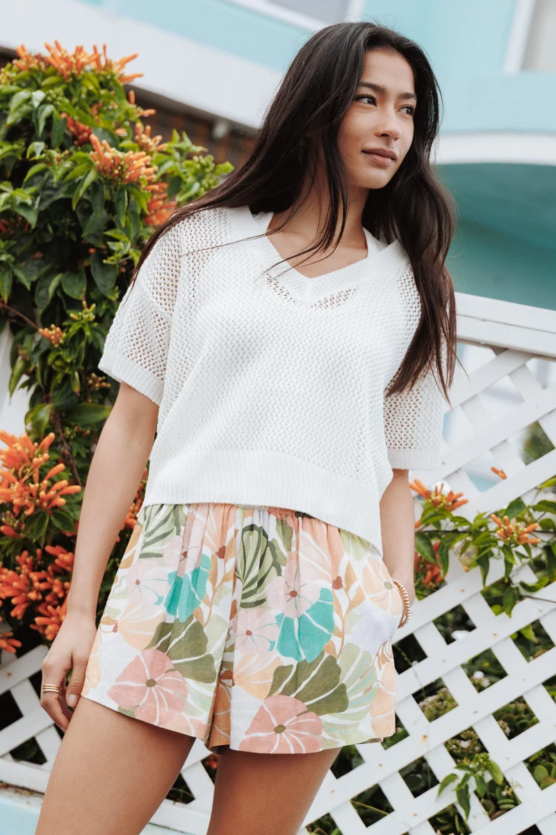 Ronda Open Knit Top - White