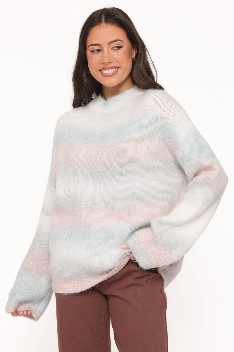 Joy Knit Sweater - Pale Blue Stripe