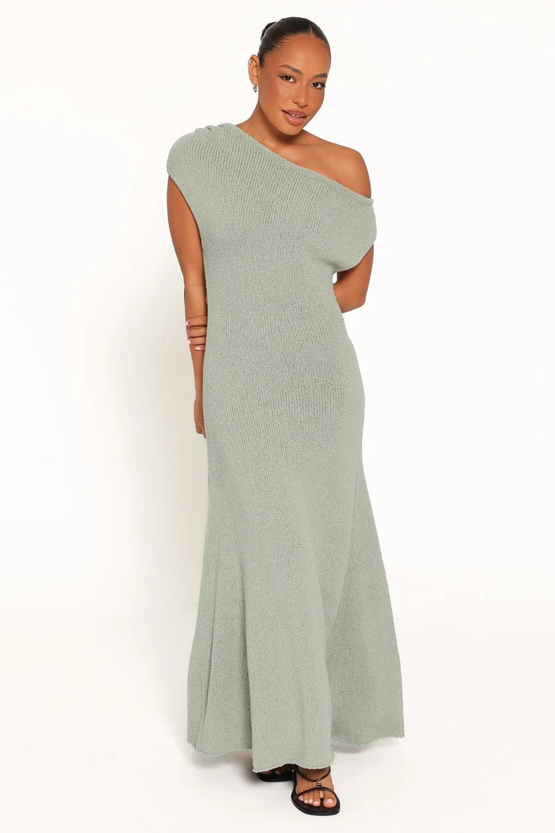 Linora Off Shoulder Maxi Dress - Sage Green
