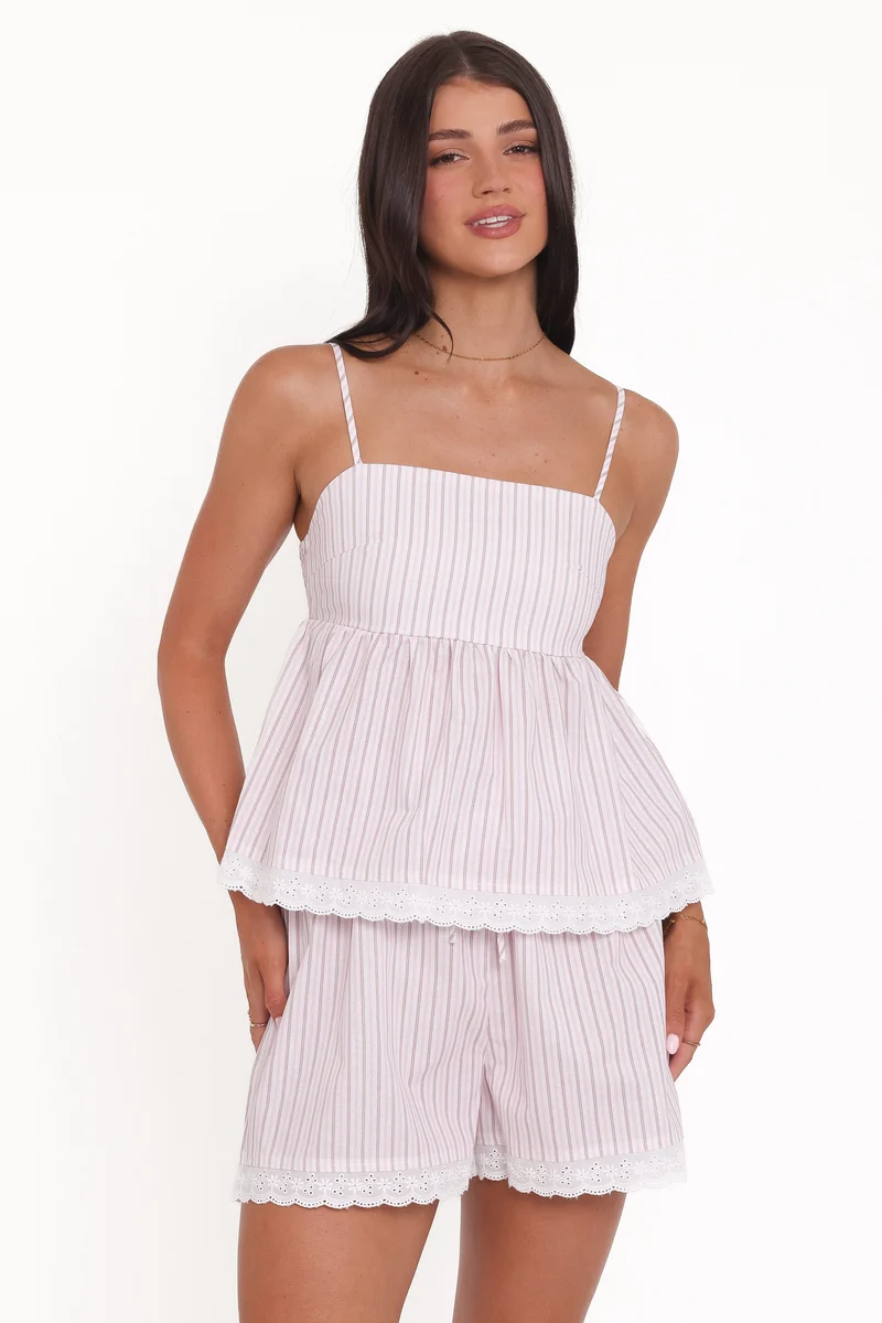 Bridie Short Set - Pink Stripe