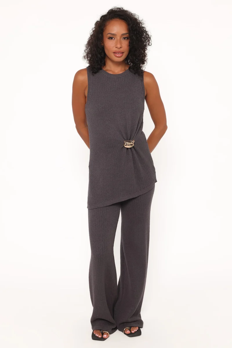 Leticia Knitted Pant Set - Grey