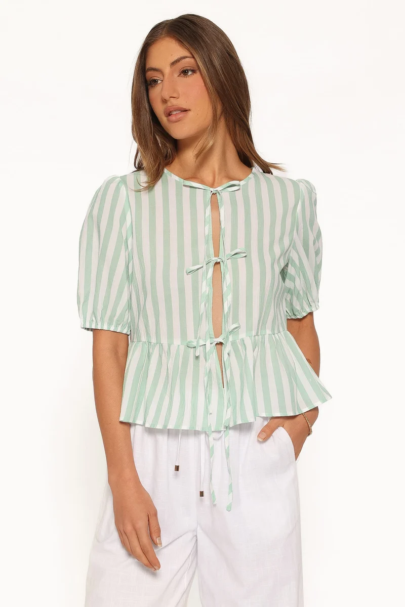 Doris Top - Green Stripe