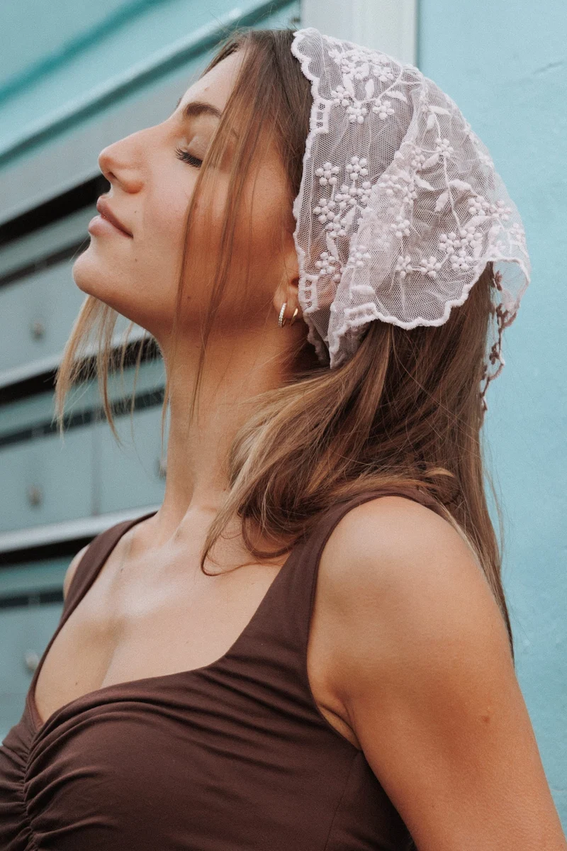 Evelyn Lace Head Scarf - Mauve