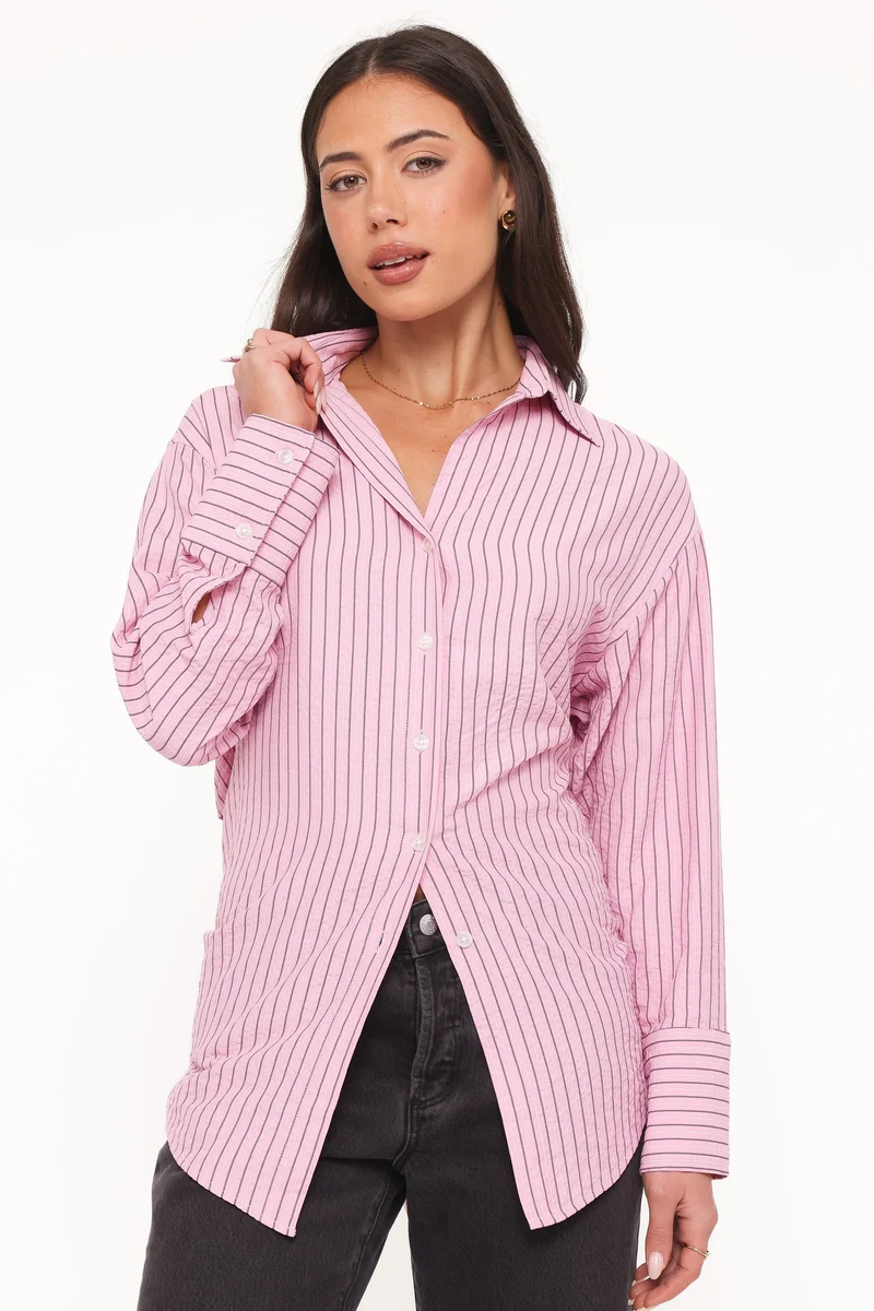 Fawna Tie Back Shirt - Pink Stripe