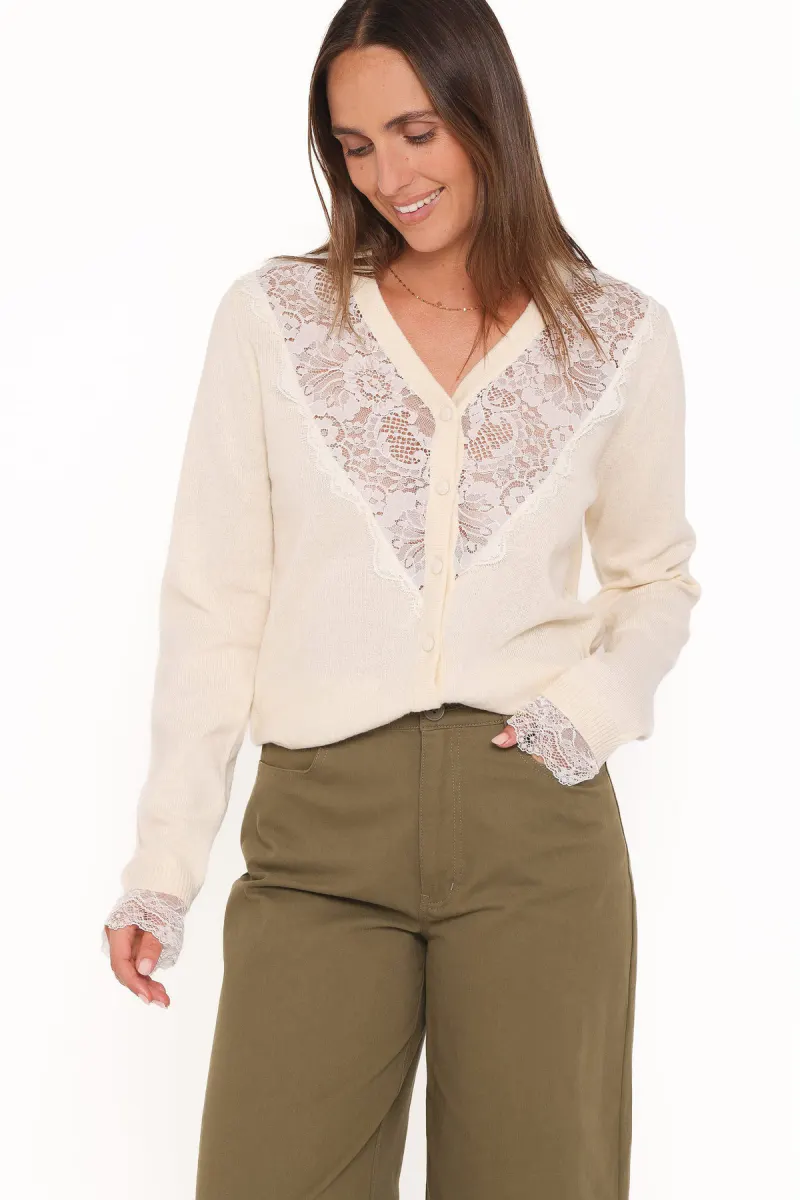 Mamie Lace Cardigan - Butter Yellow